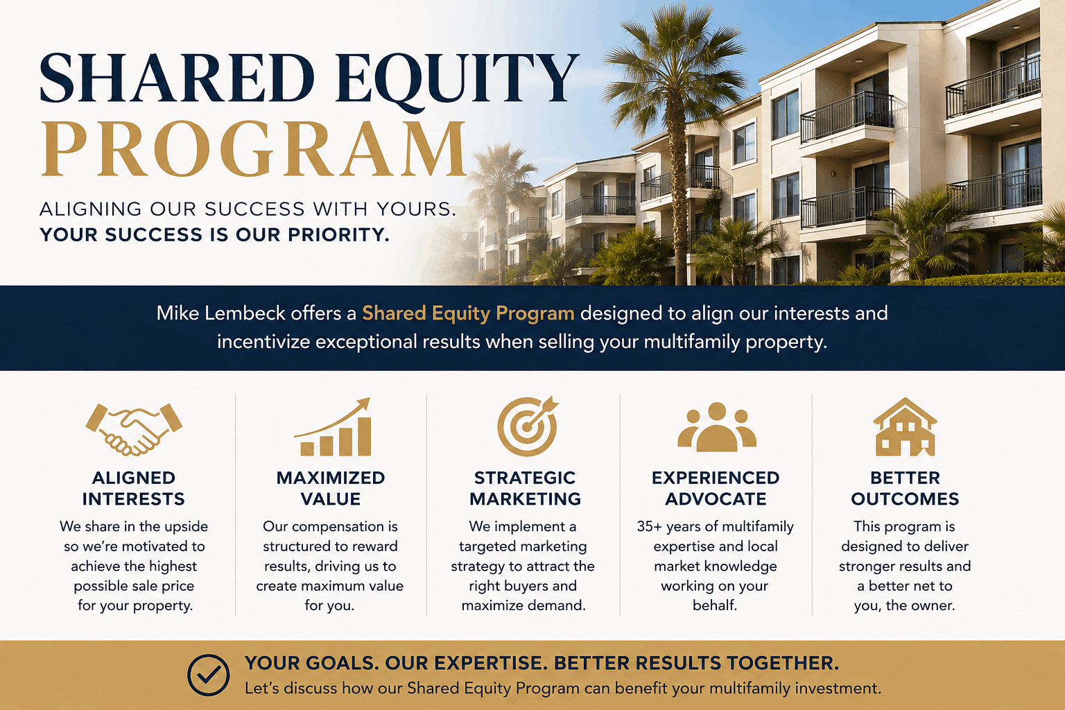 Shared equity creation program for apartment owners